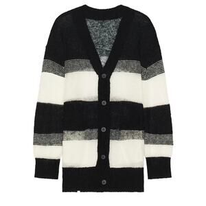 New C2H4 Enfilade Mohair Cardigan Black & White Size Large